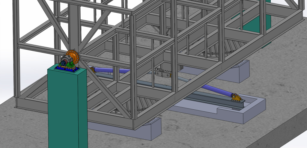 Close up view of moving parts